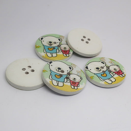 Printed Wood Button 30mm Pack5x