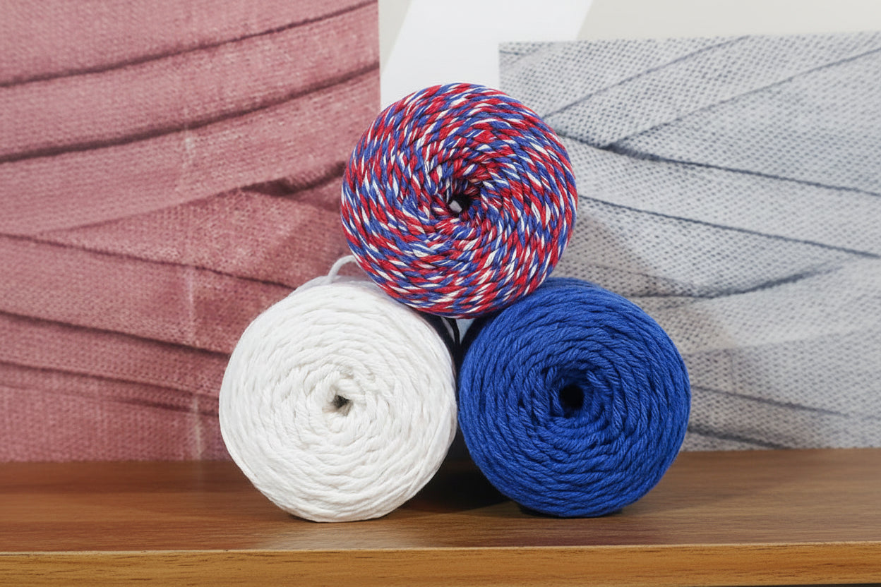 Barbante M 125g Pack3x Rouge Bleu Blanc