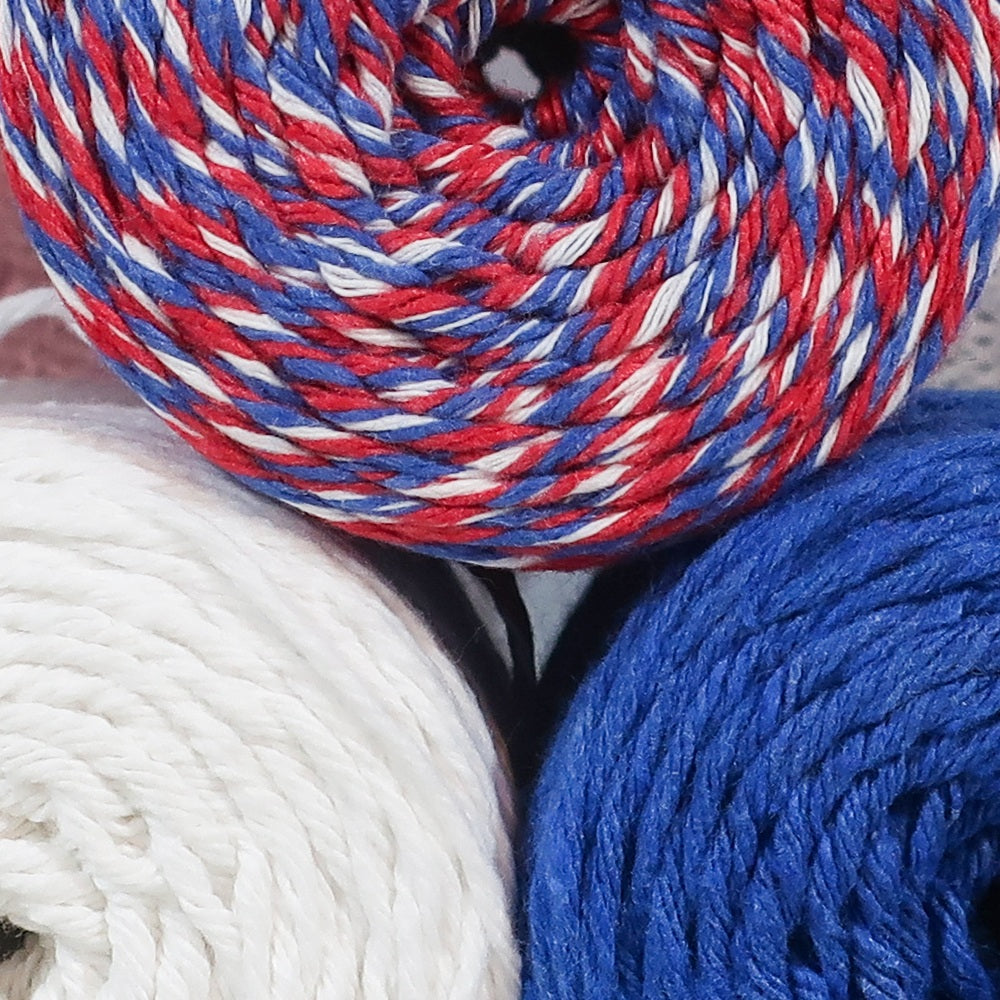 Barbante M 125g Pack3x Rouge Bleu Blanc