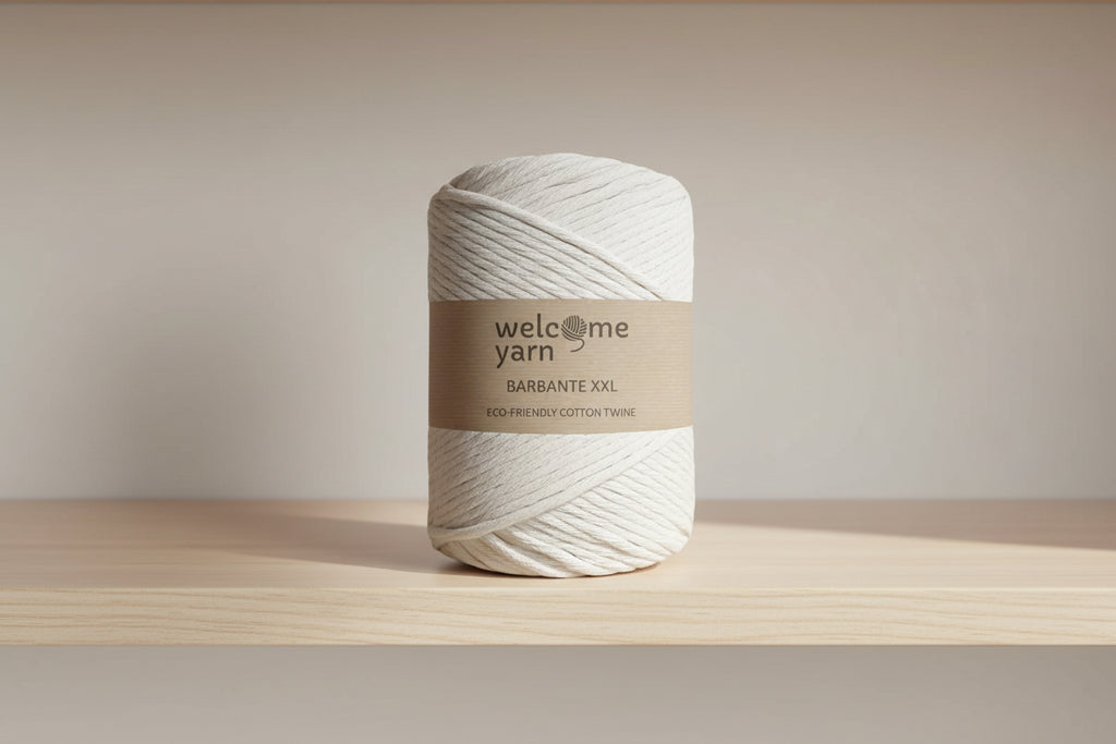 Barbante Yarn XXL Single Twist 4mm - 500g 100m Natural Ecru Cotton Bobbin