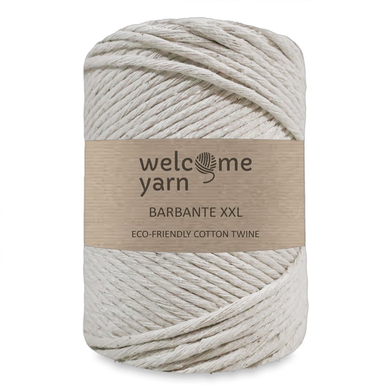 Barbante Yarn XXL Single Twist 4mm - 500g 100m Mottled Natural Ecru Cotton Bobbin