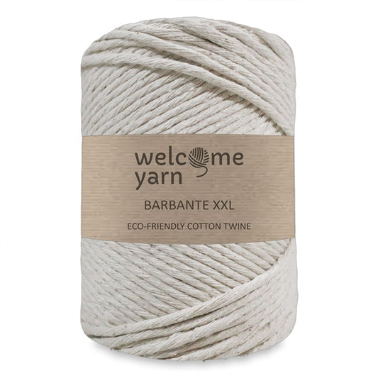 Barbante Yarn XXL Single Twist 4mm - 500g 100m Mottled Natural Ecru Cotton Bobbin