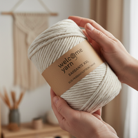 Bobine de coton écru naturel chiné Barbante Yarn XXL Single Twist 4mm - 500g 100m