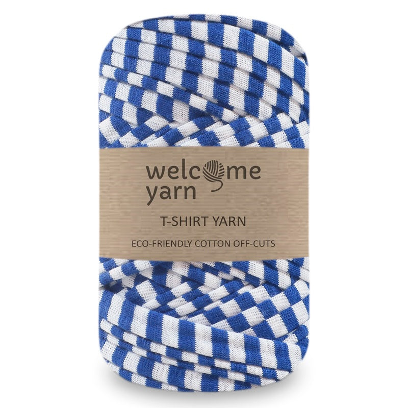 T-shirt Yarn Blue and White Stripes