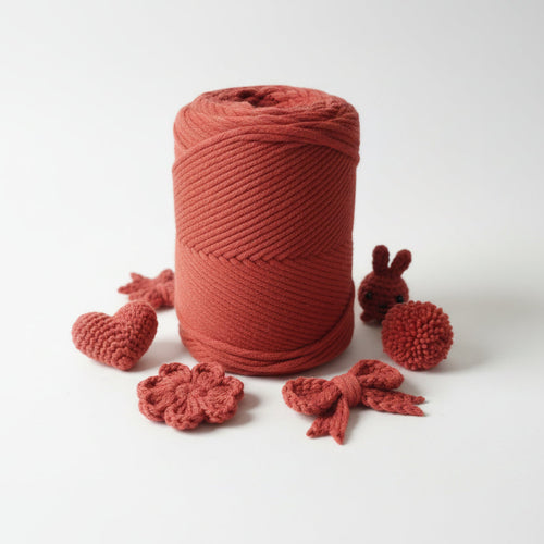 500g de Fio de Algodão Rústico Laranja Tijolo Terracotta com 4mm