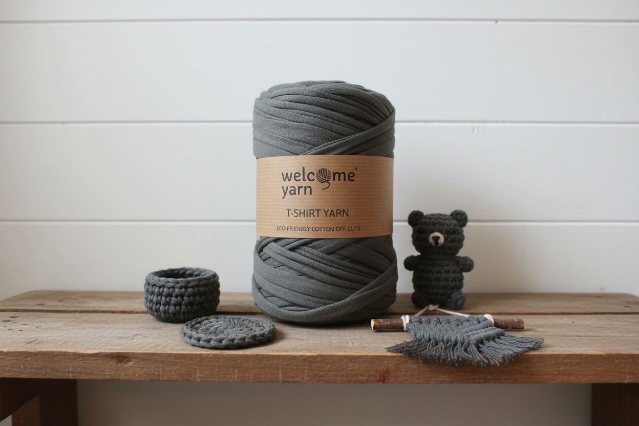 Rolo de Trapilho Fio de Malha Resídual Verde Acizentado