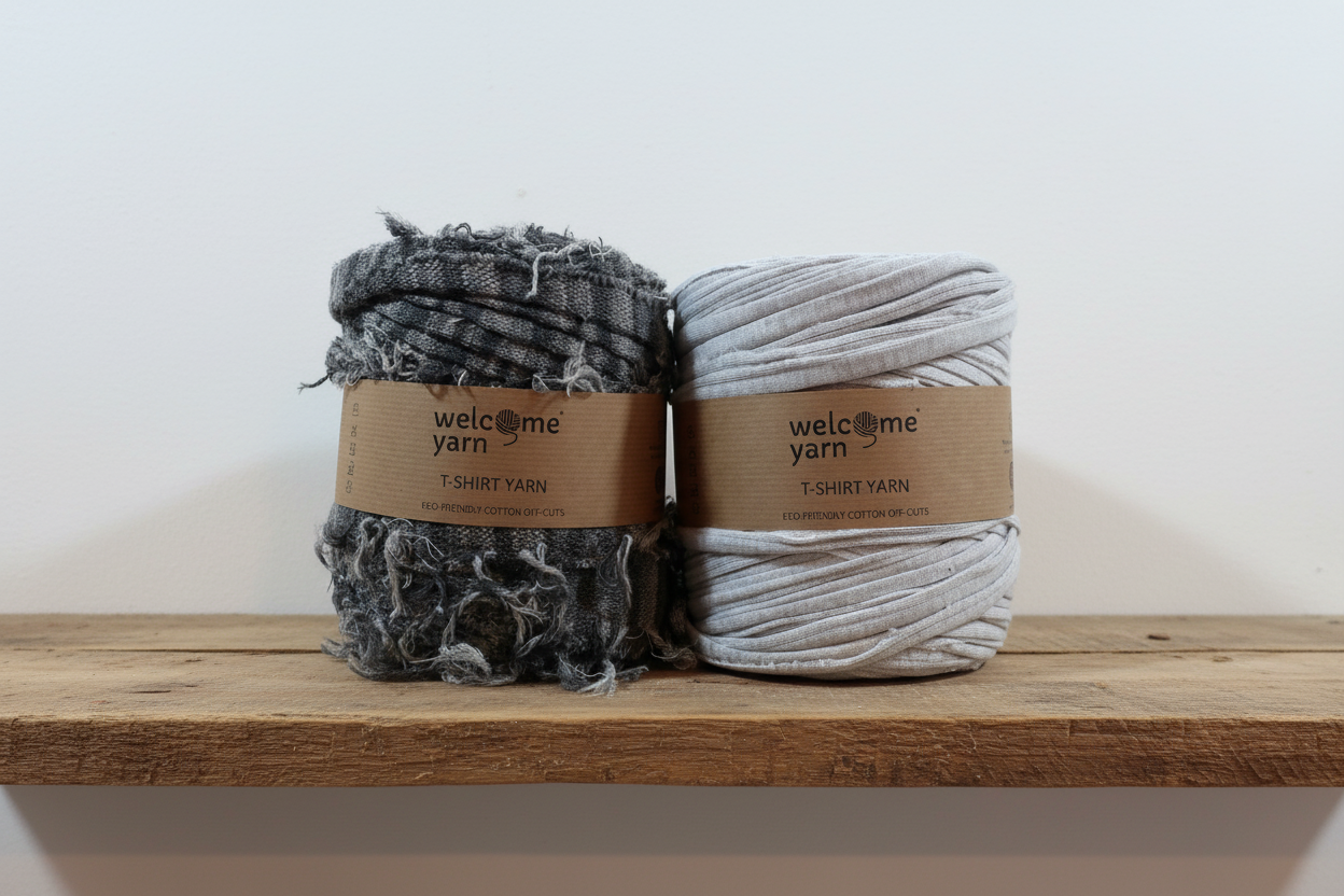 Pack2x Rolos de Trapilho Fio de Malha Residual - Preto e Cinza Franjado