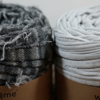 Pack2x Rolos de Trapilho Fio de Malha Residual - Preto e Cinza Franjado