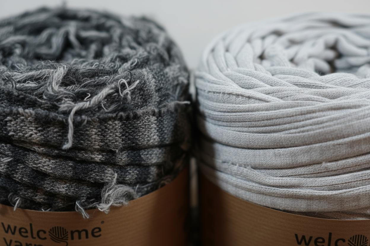 Pack2x Rolos de Trapilho Fio de Malha Residual - Preto e Cinza Franjado