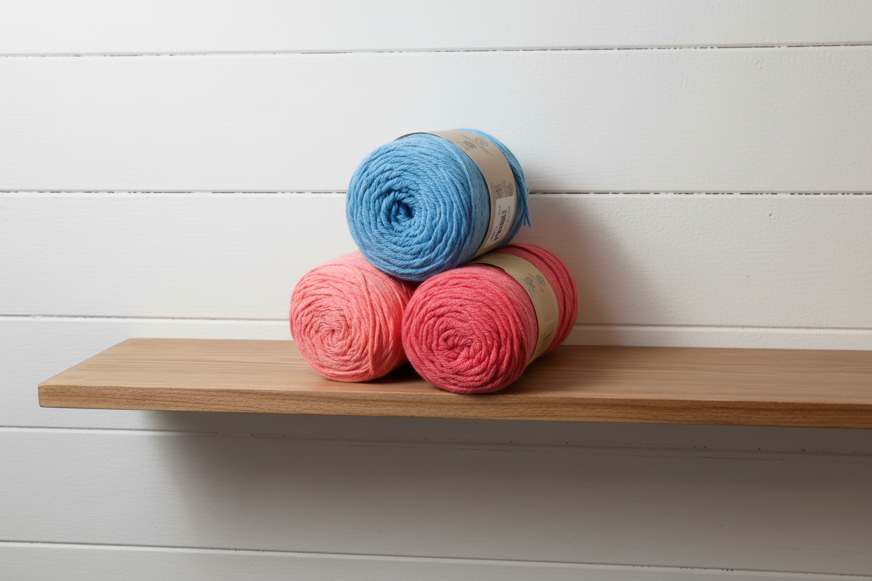 Pack 3 x Barbante M 125g / 100m - Salmon Pink, Blue and Coral Pink