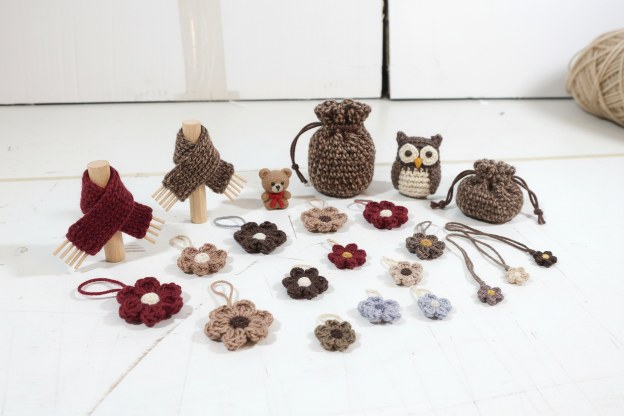 Pack 3 x Barbante M 125g / 100m - Chocolate Brown, Bordeaux and Brown Stripes