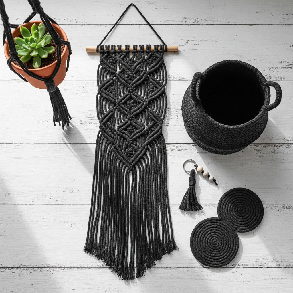 600g Black Cotton Cord - Cotton Air - Light and Fluffy