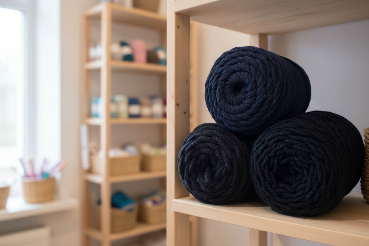 Yarn Scraps 1.20 Kg - Black and Dark Blue