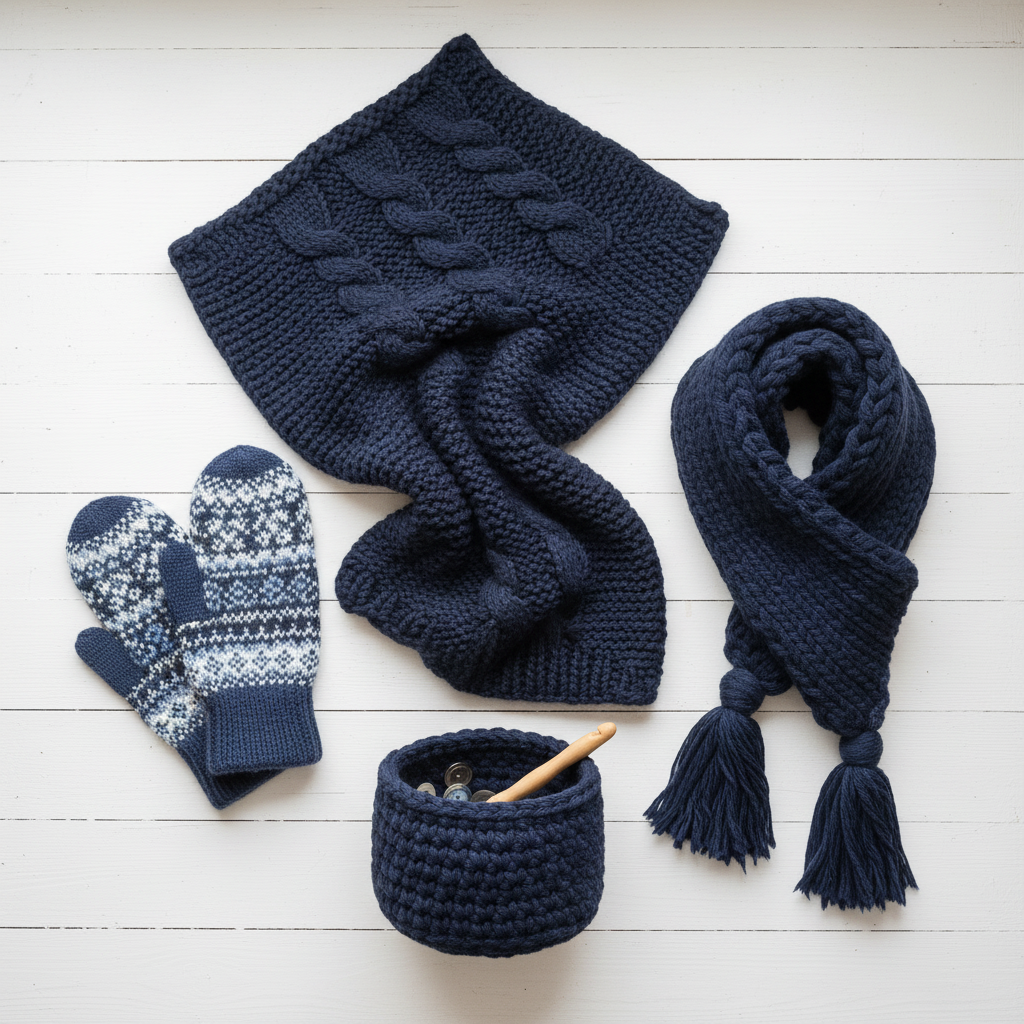 Yarn Scraps 1.20 Kg - Black and Dark Blue