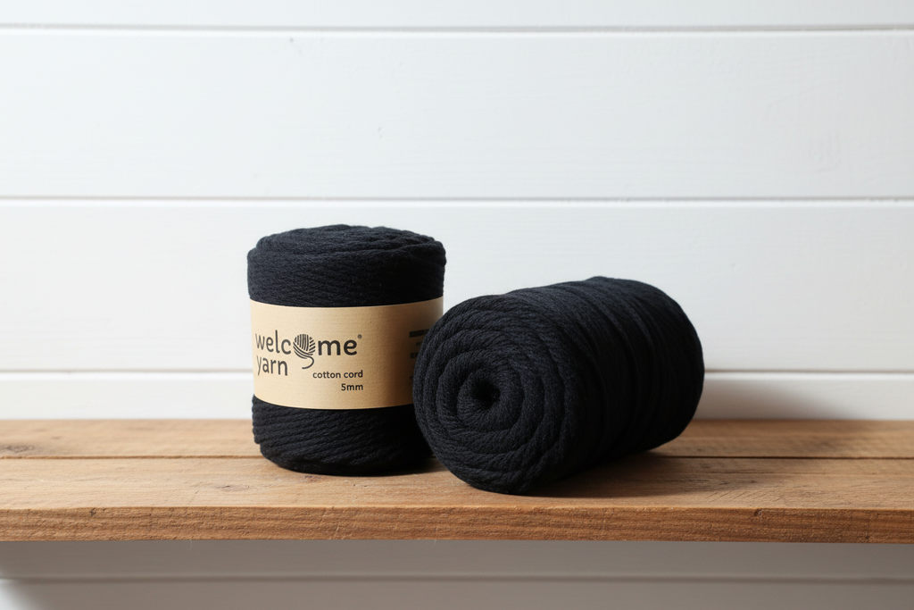 400g Cotton Cord Black - Cotton Air - 5mm