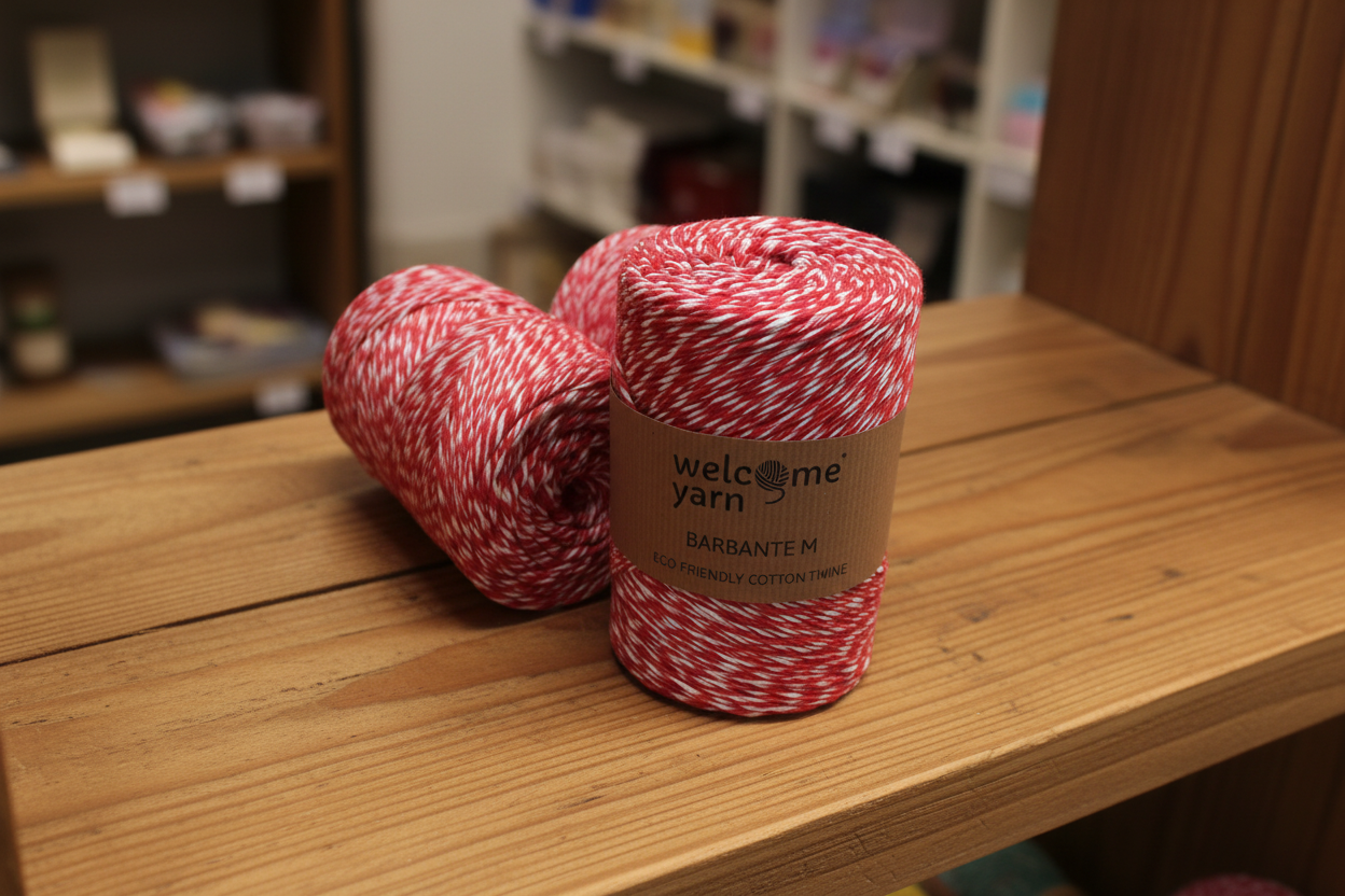 Barbante M Red and White 300g = 250m