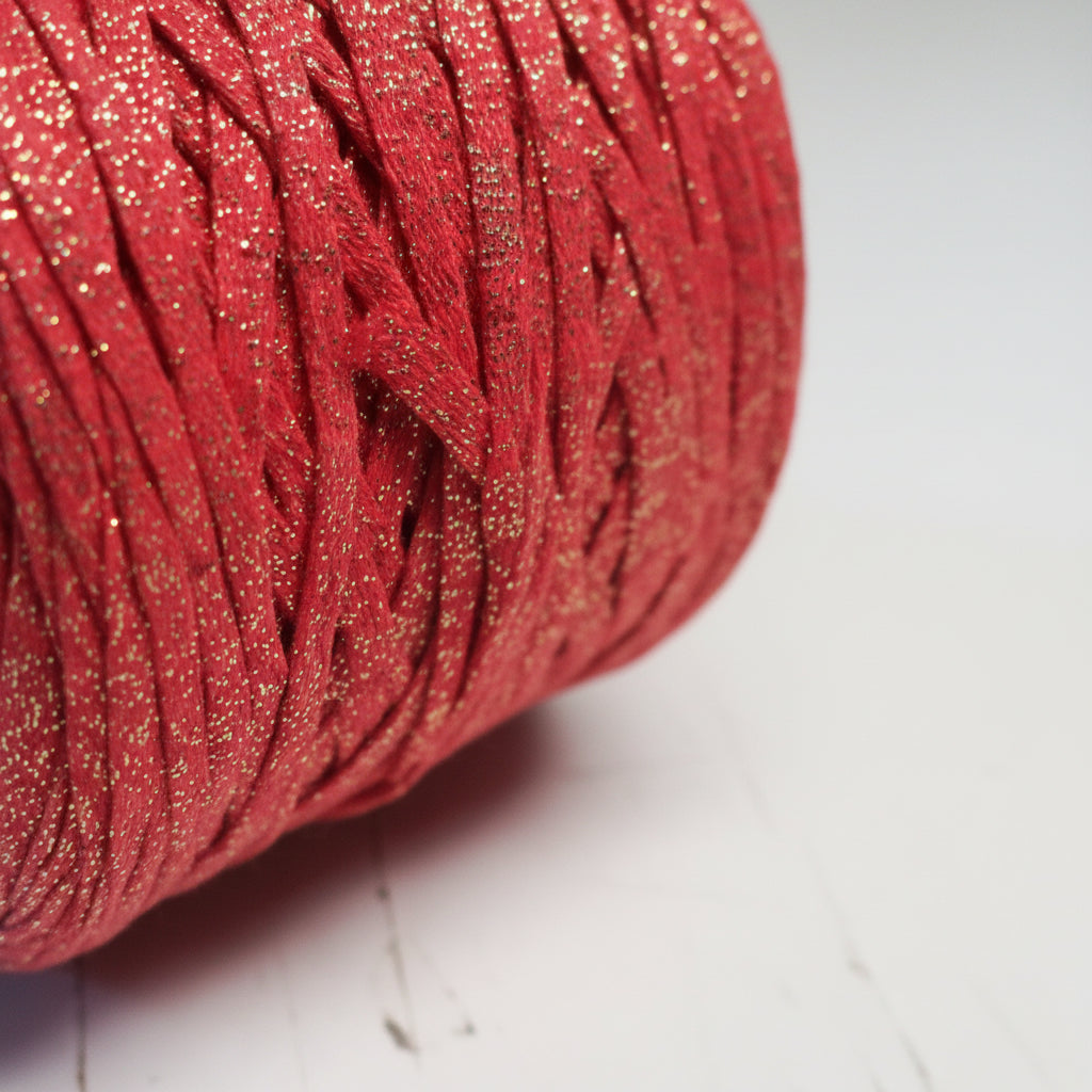 Red and Gold Sparkle Handcraft Ribbon - 300m Bulk Bobbin