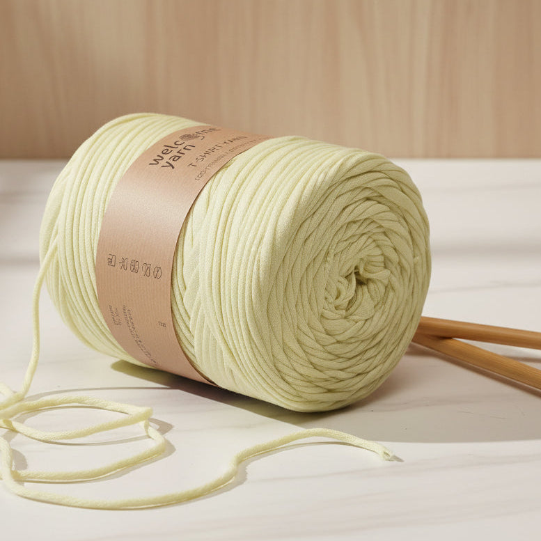 Rolo de Trapilho Fio de Malha Resídual - Amarelo Pastel - Algodão Pouco Elástico