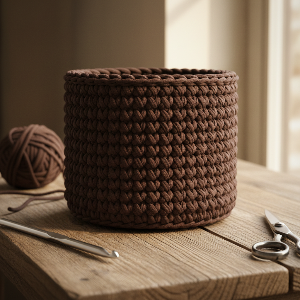 Rolo de Trapilho Fio de Malha Resídual - Castanho Escuro/Chocolate Negro - Tecido Algodão Malha Polo Pouca Elasticidade