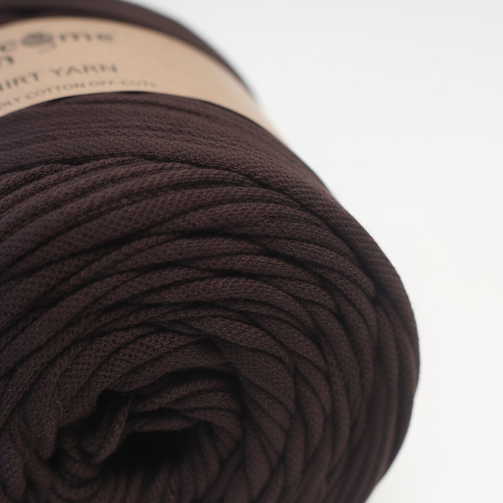Rolo de Trapilho Fio de Malha Resídual - Castanho Escuro/Chocolate Negro - Tecido Algodão Malha Polo Pouca Elasticidade