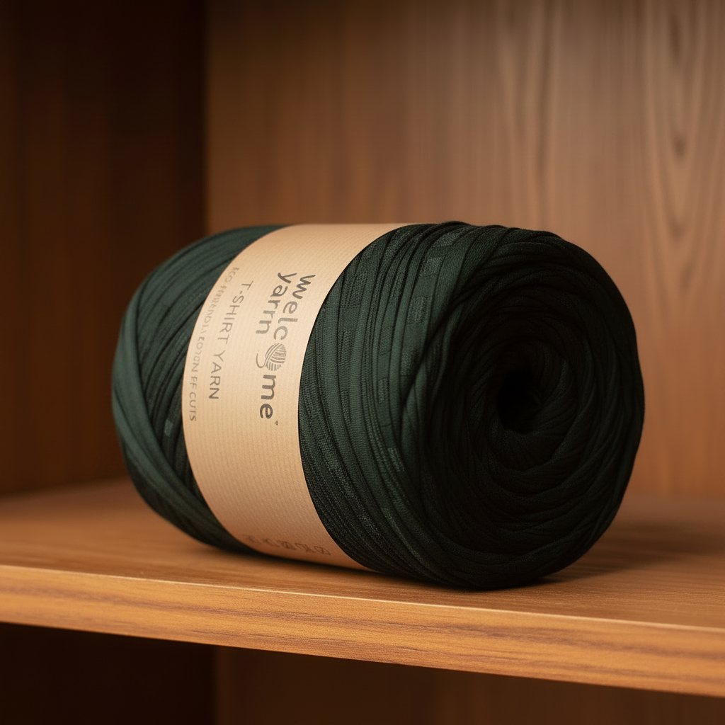 Rolo de Trapilho Fio de Malha Resídual - Preto Esverdeado - Licra Muita Elasticidade