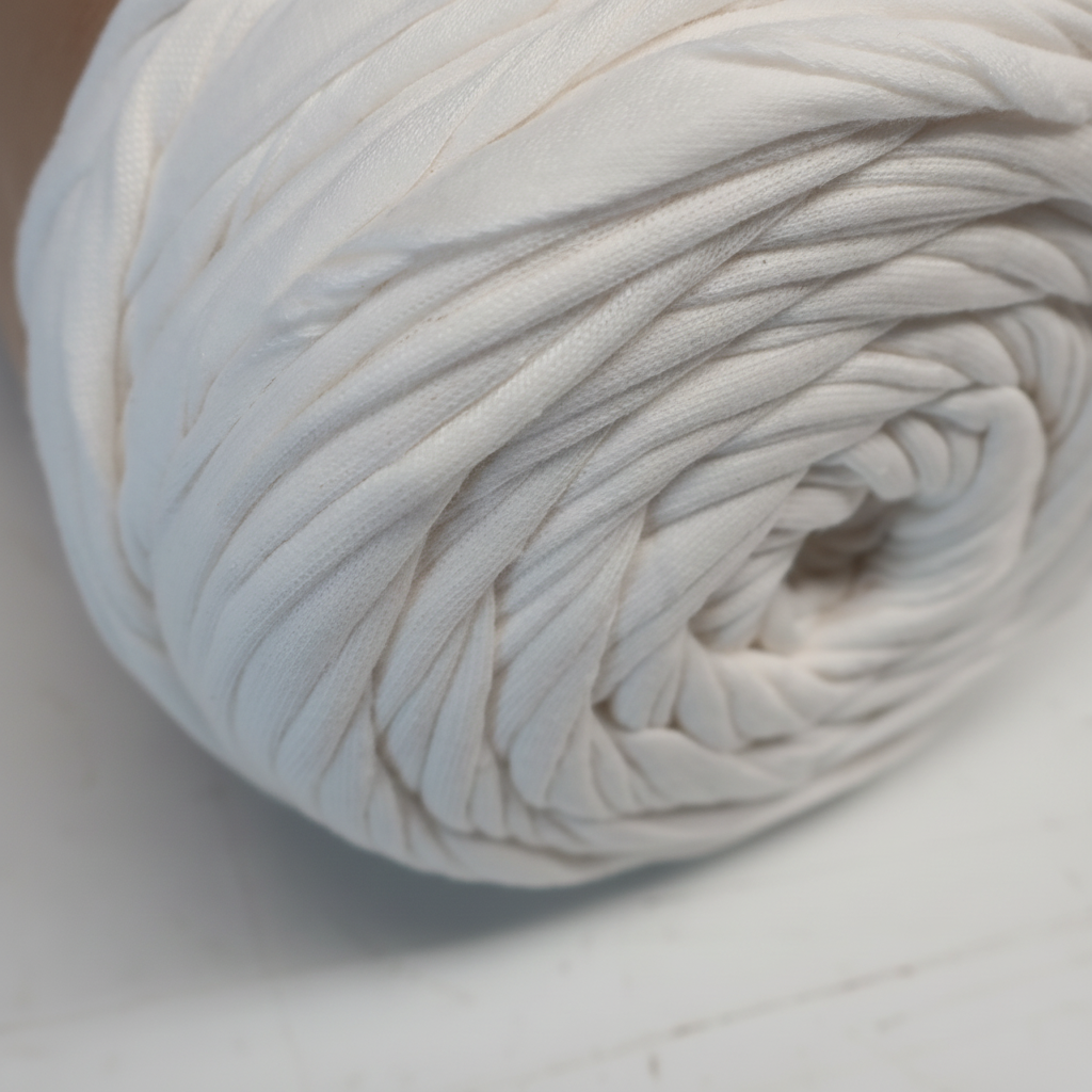 Rolo de Trapilho Fio de Malha Resídual - Natural Crú - Algodão Pouca Elasticidade