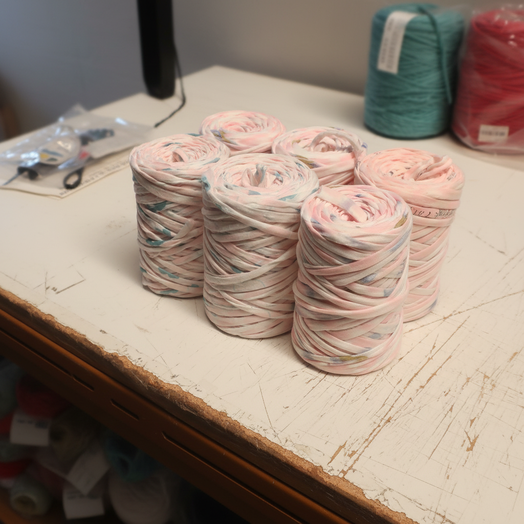1.50 Kg Trapilho Branco e Rosa Fio de Malha Resídual