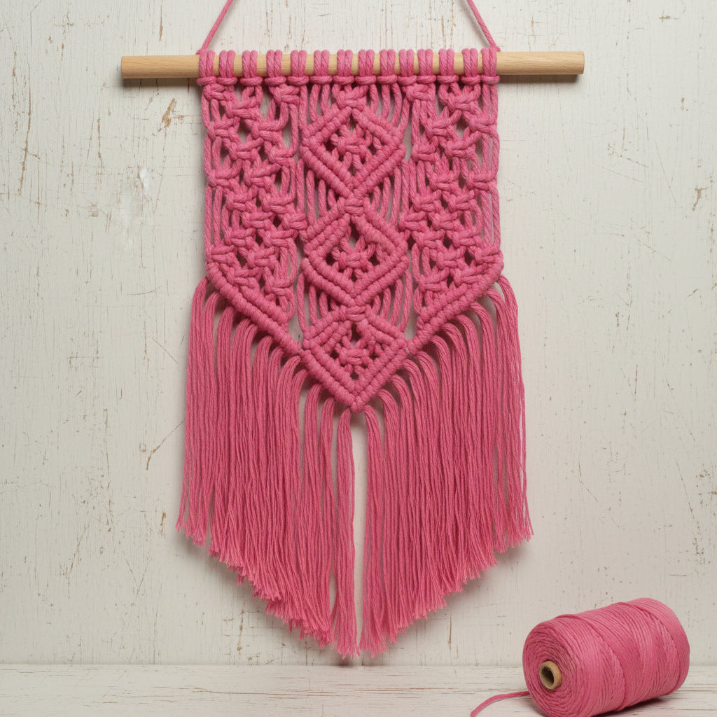 1Kg Fio de Algodão Rústico Rosa Verão 4mm/200m