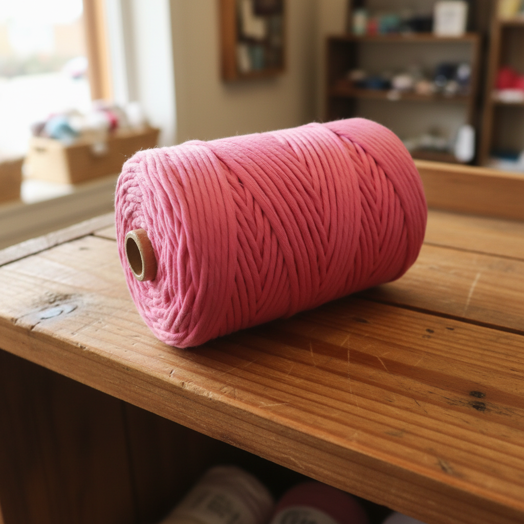 1Kg Fio de Algodão Rústico Rosa Verão 4mm/200m