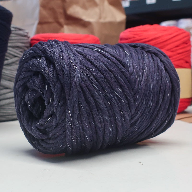 Macramé rustique en coton chiné bleu foncé