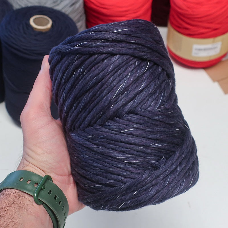 Macramé rustique en coton chiné bleu foncé