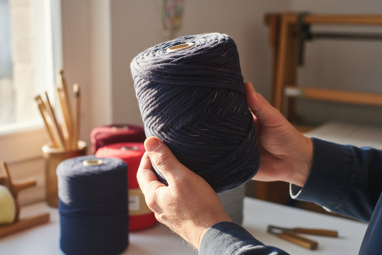 Rustic Macramé Cotton Mottled Dark Blue