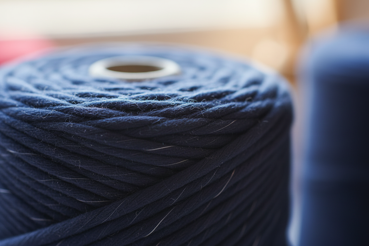 Macramé rustique en coton chiné bleu foncé