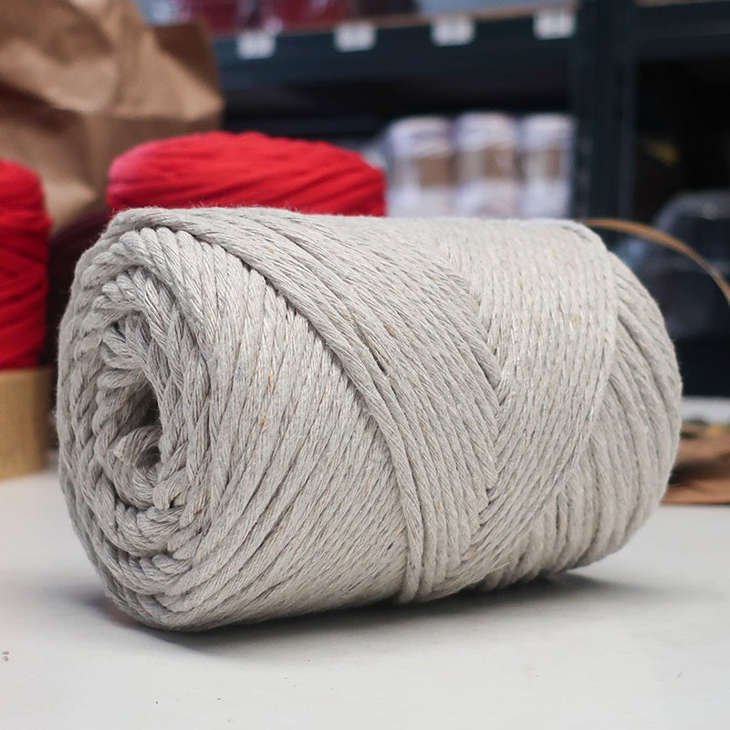 Macramê Rústico Algodão Cinza Natural