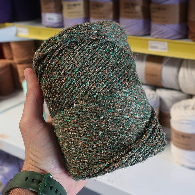 Rustic Macramé Cotton Mottled Green