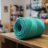 Macramé rustique en coton vert émeraude