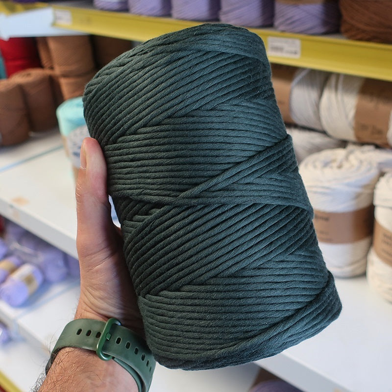 Macramê rústico, folha de algodão, verde, 200m