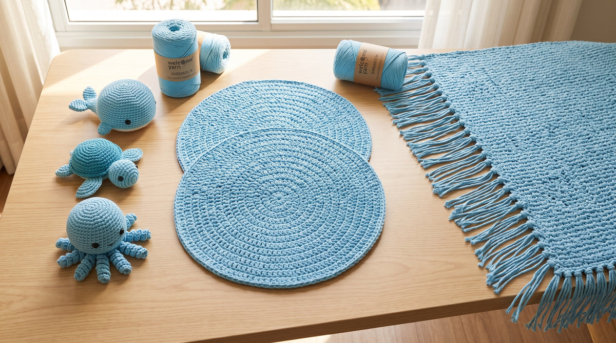 Fio Barbante M Welcome Yarn 300g – Fio de Algodão Reciclado 1.5mm (Azul Turquesa)