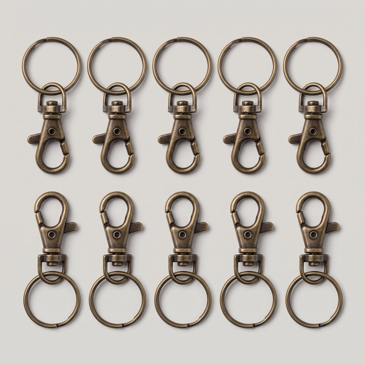 Pack 10 Mosquetões / Fechos para Chaveiro Bronze Antigo (6cm) – Artesanato / DIY