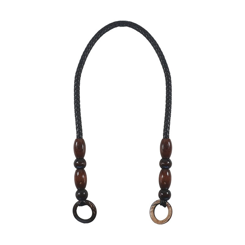 Black Rope Handles with Brown Beads 70cm