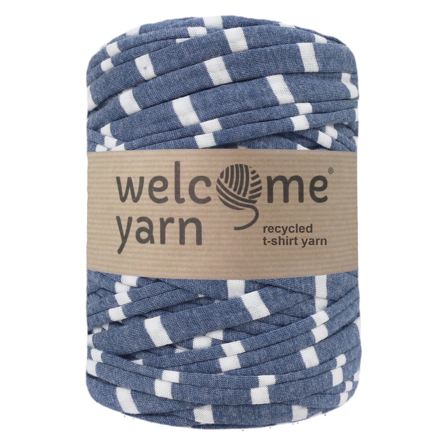 T-shirt Yarn Blue with White Stripes