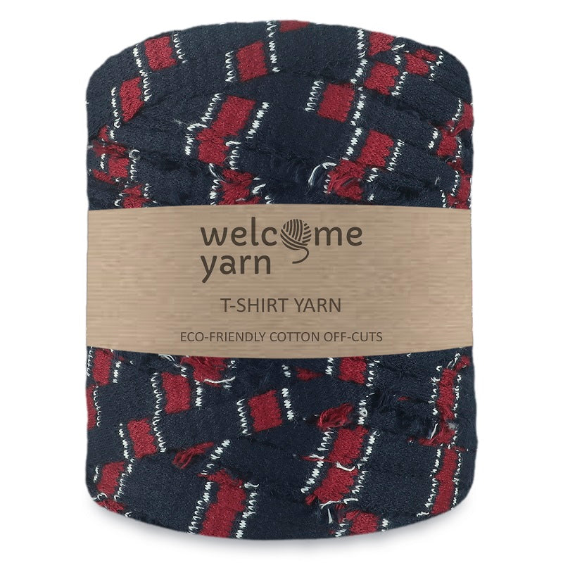 T-shirt Yarn Red Blue Stripes